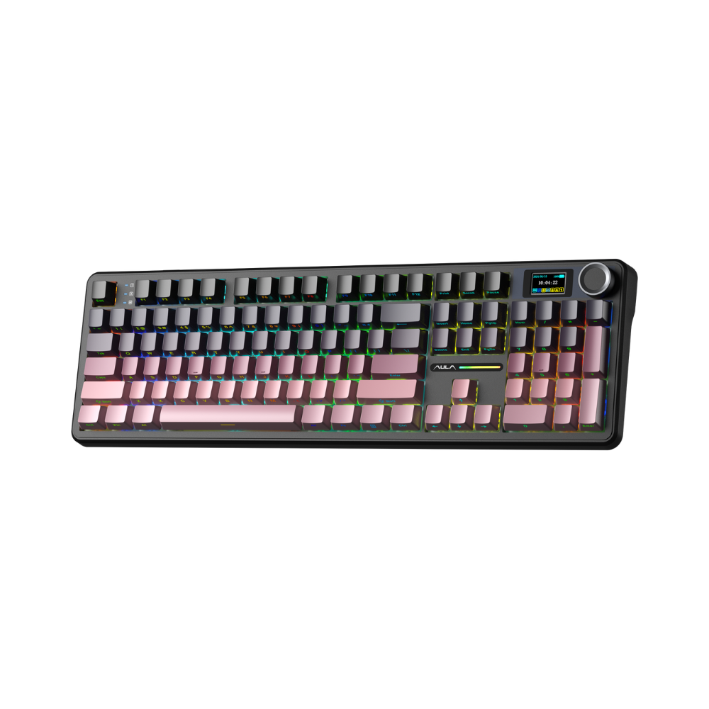 AULA F108 PRO BLACK PINK GRADIENT GREY WOOD V3 SWITCH