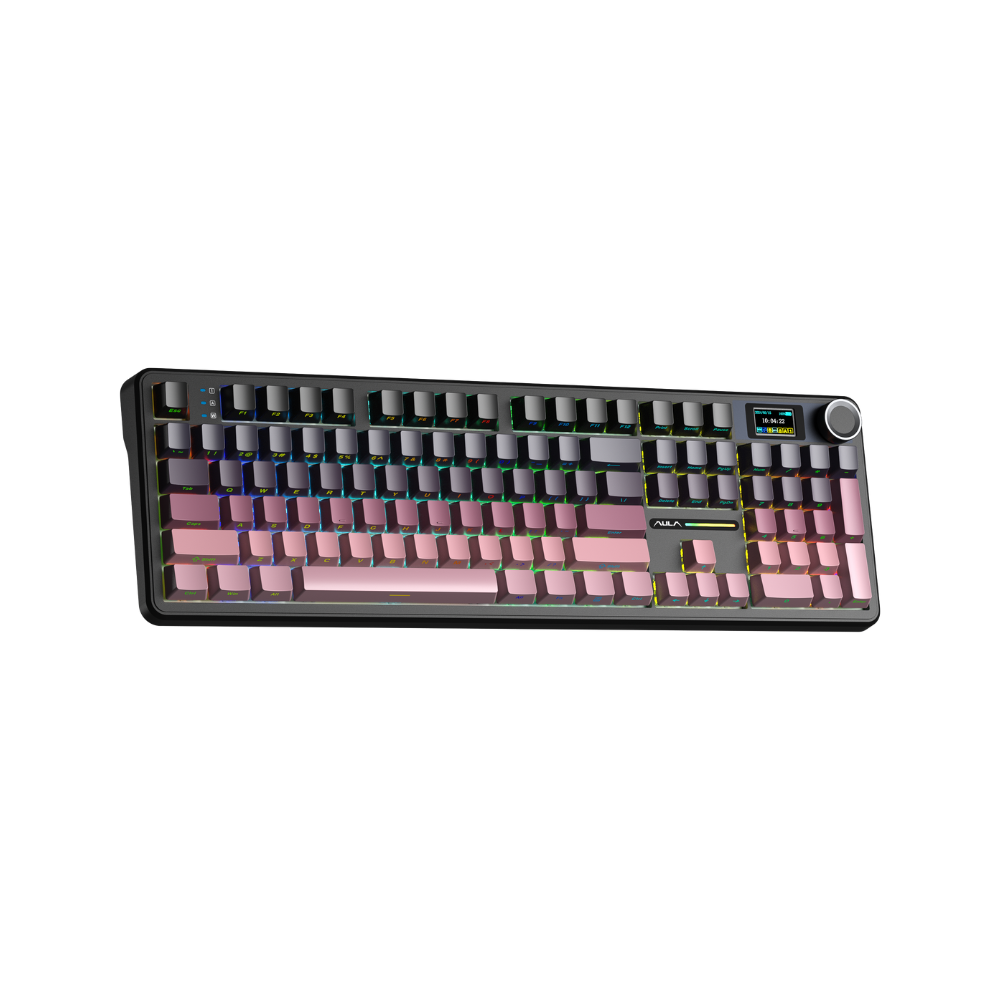 AULA F108 PRO BLACK PINK GRADIENT GREY WOOD V3 SWITCH